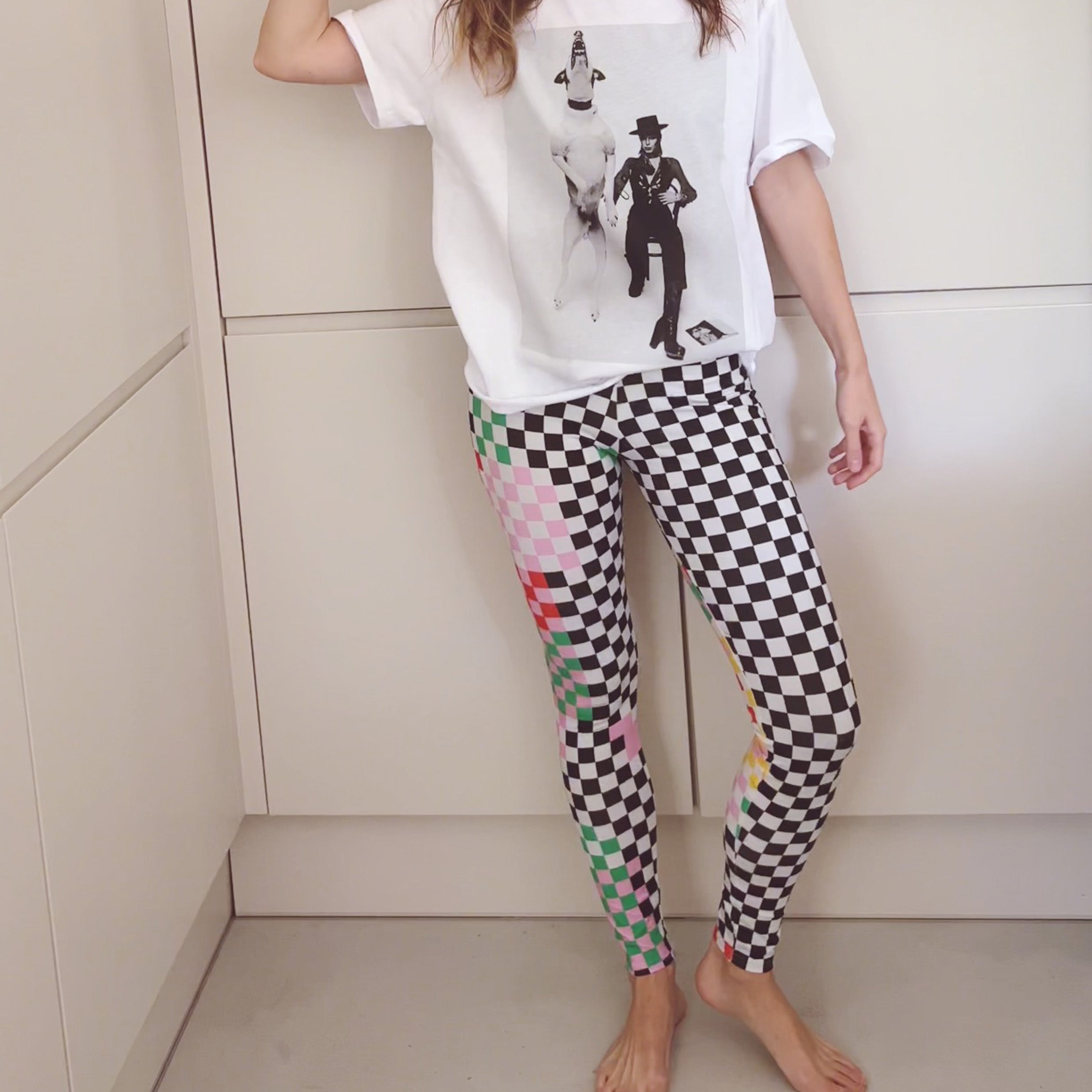 Legginsy damskie crazy chess